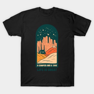 Life is Great - Camper and Dog Adventure Tee T-Shirt